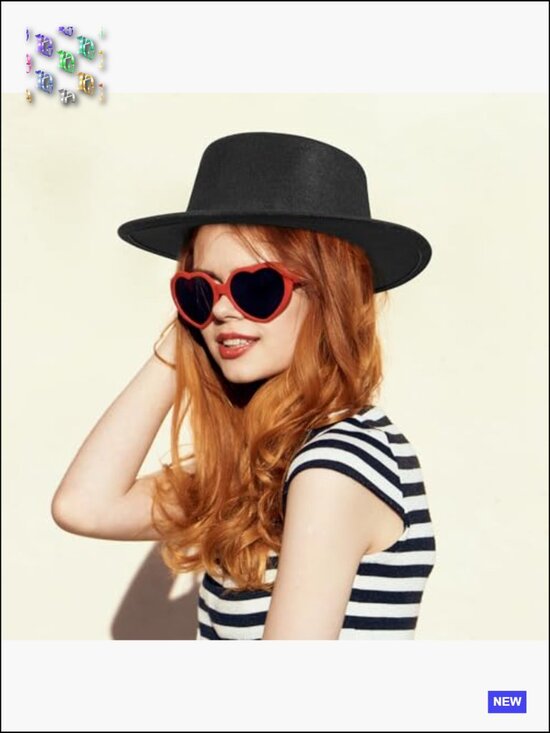 Classic Fedora Hat + Heart Sunglasses Costume Outfit Set